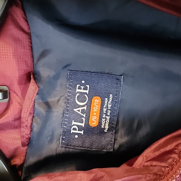 Place Boys Packable Coat  Dark Maroon Sz 10-12 - Picture 2 of 5